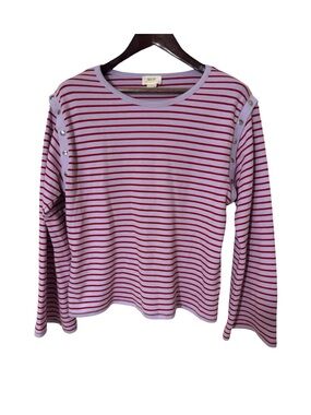 Anthropologie Striped Maeve Knit Top in Lavender & Red Stripe Size Small